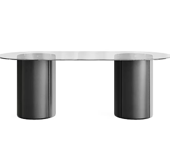 Table Oval Glass Table Cylindrical Glass Table 3d model