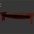 Traditional Wooden Bench Featuring Curved Seat Square Armrests And Circular Leg Supports