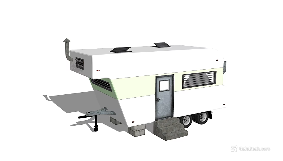 Modern Travel Trailer Exterior Design With Solar Panels Door Steps And Windows 3d model 