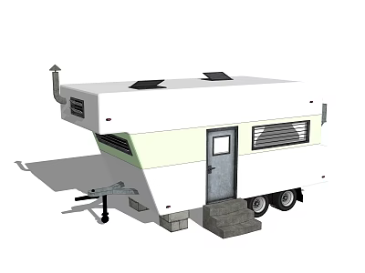 Modern Travel Trailer Exterior Design With Solar Panels Door Steps And Windows 3d model