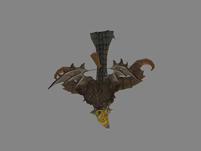 Mythical Spiked Weapon Design With Wing Like Structures And Ornate Details 3d model