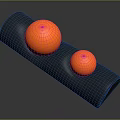 Two Orange Fitness Exercise Balls On Black Support Roller Sports Equipment