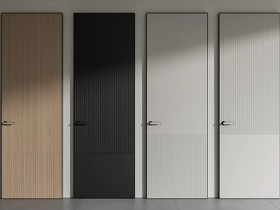 Modern Interior Swing Doors With Wooden Black White And Stripe Panel Designs 3d model