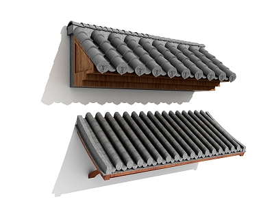 Chinese-style slope roof rain canopy eaves 3d model