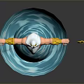 Mythical Poseidon With Golden Crown White Beard Blue Mermaid Tail Trident And Water Whirlpool