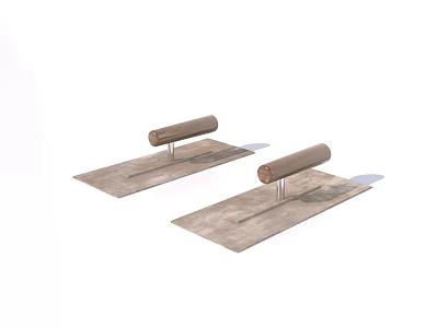 Industrial Equipment Two Metal Trowels With Wooden Handles For Plastering Work 3d model