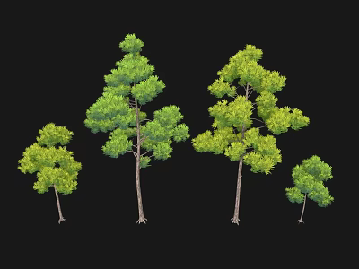 Green Leafy Bushes In Various Sizes With Lush Foliage For Garden Design 3d model