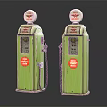 Vintage Green Gas Pumps With Red Logos And Classic Design Elements 3d model
