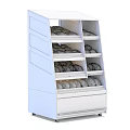 Multi Tier Bakery Display Shelf With Assorted Bread Wooden And Metal Frame And Wheels 3d model