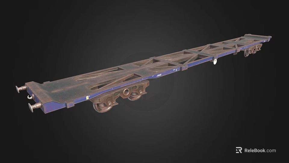 Flatbed Trailer Structure With Metal Frame Heavy Duty Wheels And Flat Surface 3d model 