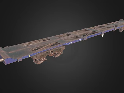 Flatbed Trailer Structure With Metal Frame Heavy Duty Wheels And Flat Surface 3d model