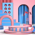 E-commerce booth C4D scene e-commerce activity net red scene net red photo cosmetics display stand 3d model