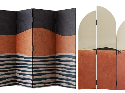 Artistic Room Divider Screens With Geometric Patterns And Minimalist Art 3d model