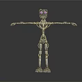 Silver Metallic Humanoid Robot Standing With Outstretched Arms 3d model