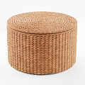 Light Brown Handwoven Round Storage Box With Lid For Home Storage