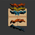 Wooden Display Rack With Blue And Orange Hoodies On Stand