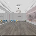 Bright Fitness Training Studio With Wooden Floor And Colorful Exercise Balls