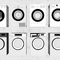 Different Modern Front Load Washing Machines With Various Control Panel Designs 3d model