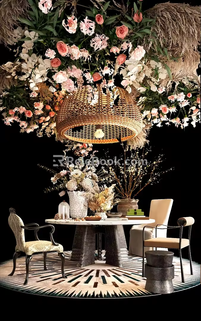 Modern Table Ornaments Flower Pot Cutting Table Lamp 3d model