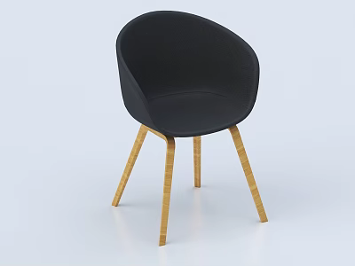 Ergonomic Black Fabric Leisure Chair With Modern Stylish Wooden Legs Design 3d model