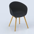 Ergonomic Black Fabric Leisure Chair With Modern Stylish Wooden Legs Design