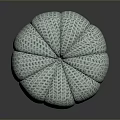 Light Green White Striped Round Pouf With Pleated Design For Home Living