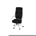 Modern Desk Chair Set With White Frame Black Cushion And Swivel Wheels
