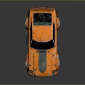 Orange Vintage Sports Car With Rusty Decals Number 1779 And Rear Spoiler