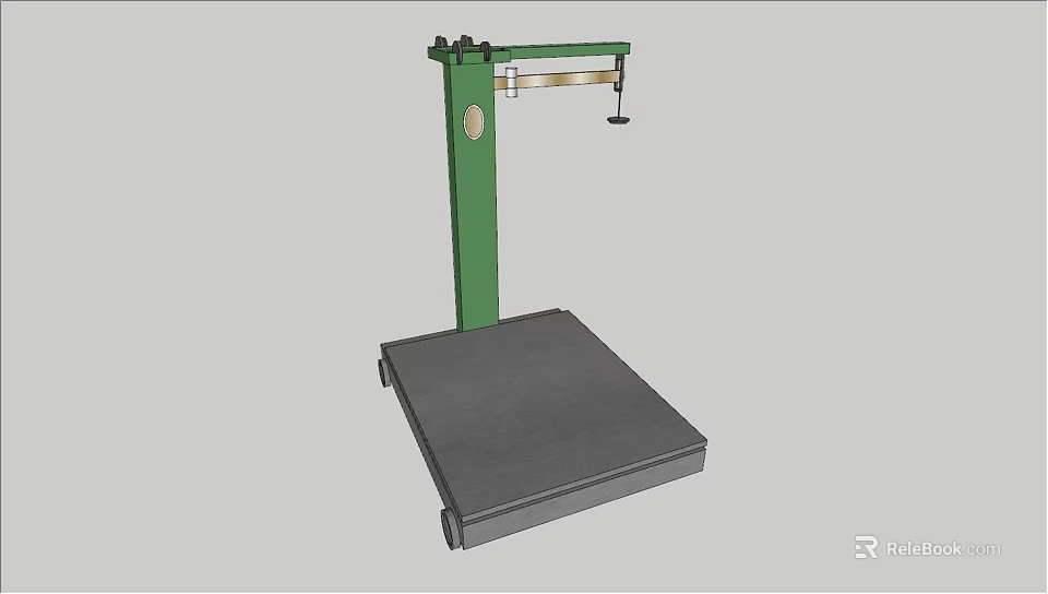 Household Floor Platform Scale With Green Stand Black Weighing Platform And Measurement Dial 3d model 