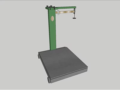 Household Floor Platform Scale With Green Stand Black Weighing Platform And Measurement Dial 3d model
