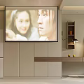 Modern Bedroom Interior with White Bed Transparent Partition Wall TV and Green View Window