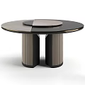 Elegant Modern Dining Table Set With Black Leather Chairs And Gold Metal Frames 3d model