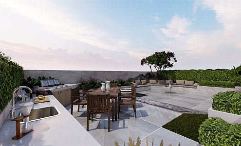 Modern Garden Villa Courtyard Garden 3d model