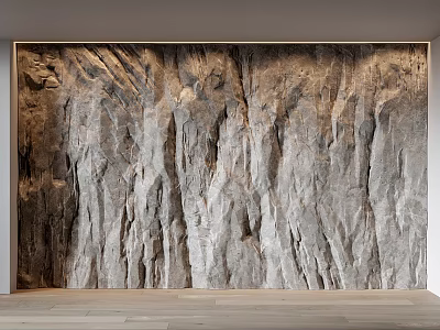 Textured Stone Wall Interior Decoration With Natural Patterns And Wooden Floor 3d model