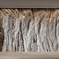Textured Stone Wall Interior Decoration With Natural Patterns And Wooden Floor