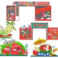 Summer Cool Promotion Display With Watermelon Drinks And Tropical Elements 3d model