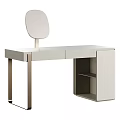 Modern Dressing Table With Round Mirror Drawers And Open Shelf Design 3d model