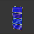 Multiple Blue Solar Panels Arranged Vertically With Reflection On Gray Background