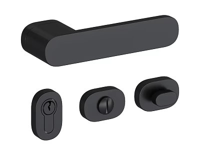 Modern Swing Door Hardware Set With Black Handle And Lock Components 3d model