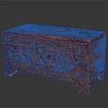 Traditional Carved Wooden Chest With Intricate Patterns Red Finish And Metal Lock