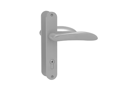 Stainless Steel Modern Door Handle With Lock And Metal Panel For Home Doors 3d model