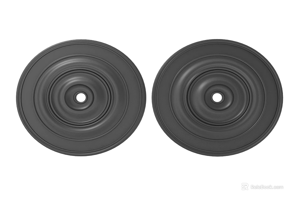 Pair of Black Round Light Panels with Concentric Rings Modern Design 3d model 