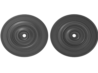 Pair of Black Round Light Panels with Concentric Rings Modern Design 3d model