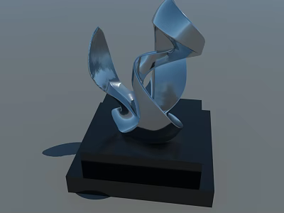 Modern Silver Spiral Decorative Ornament Set with Black Square Base 3d model