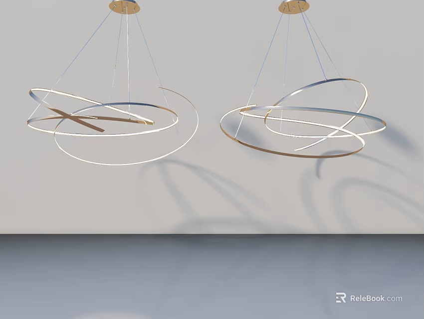 Modern Hinged Door Interior With Contemporary Circular Pendant Lights And White Ceiling 3d model 