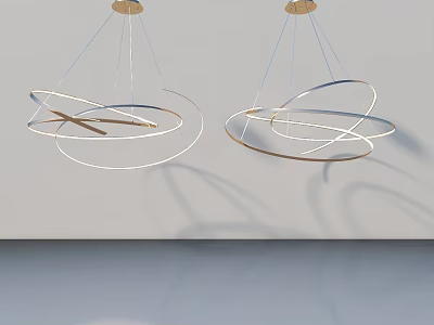 Modern Hinged Door Interior With Contemporary Circular Pendant Lights And White Ceiling 3d model