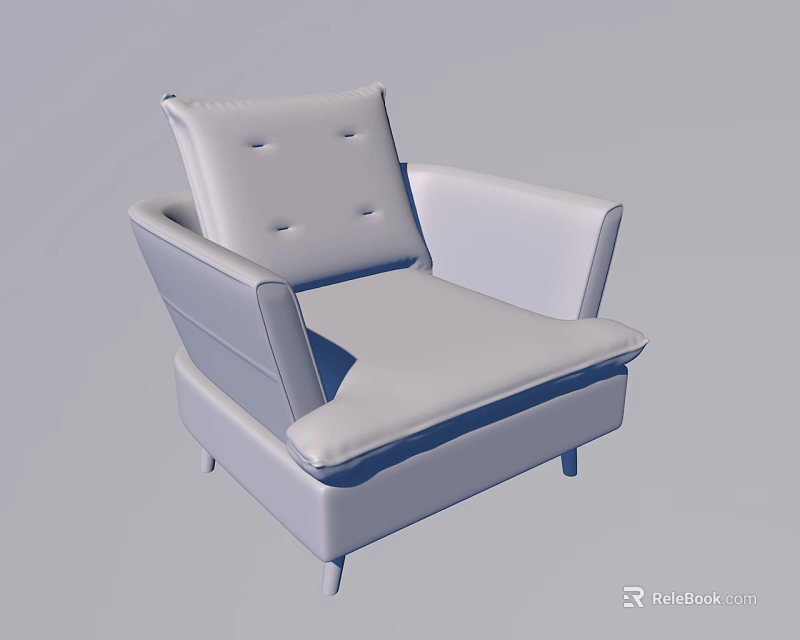 Modern Single Sofa With Button Tufted Backrest And Upholstered Seat Armrest Design 3d model