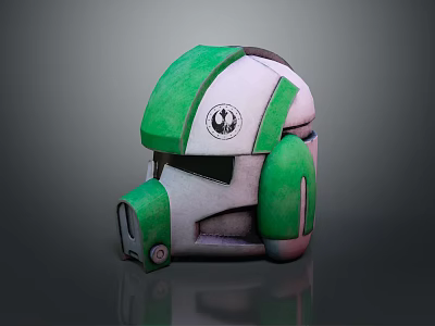 Green And White Tactical Weapon Helmet Featuring Sleek Design And Military Emblem 3d model