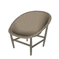 Comfortable Brown Rattan Leisure Chair With Round Seat And Sturdy Wooden Frame