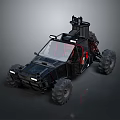 Black Off Road Car With Large Tires And Roof Lights For Rugged Terrain